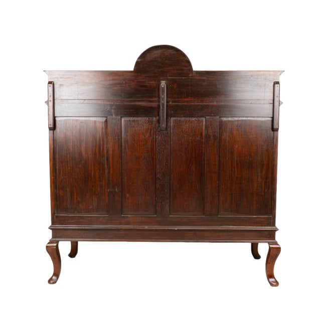 Early 20th Century English Edwardian Oak Sideboard Buffet Server Carved Sunflower Motif Cabinet For Sale - Image 18 of 18