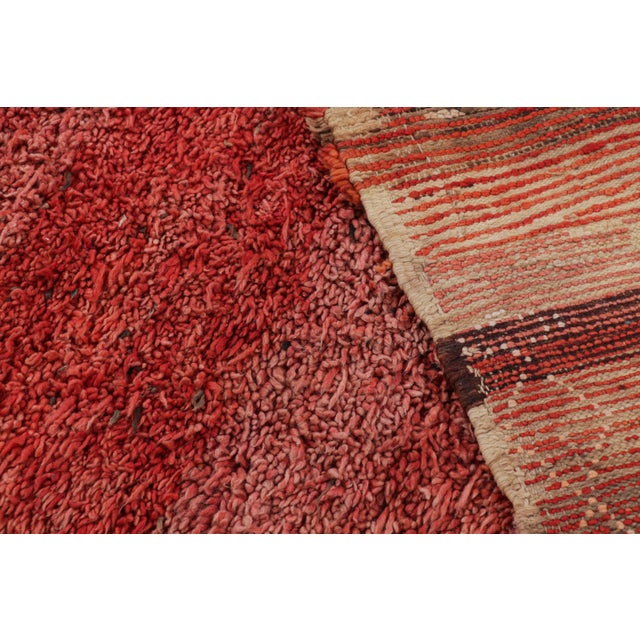 Textile Vintage Moroccan Rug in Red With High Pile Stripes and Striae, From Rug & Kilim For Sale - Image 7 of 7