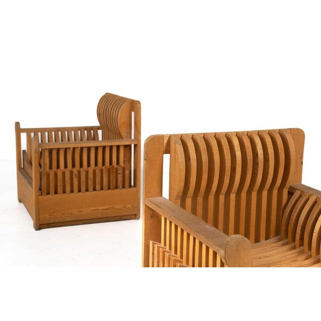 Armchairs from the Mobili Nella Valle Series attributed to Mario Ceroli, 1970s, Set of 2 For Sale - Image 3 of 14