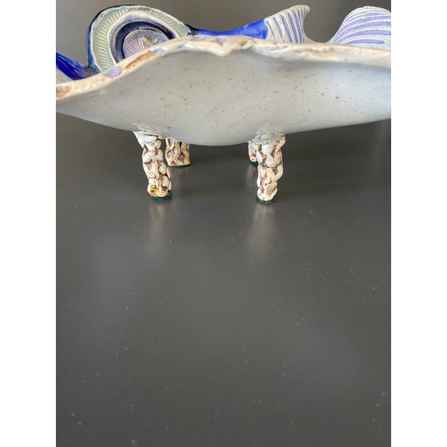 Vintage 1990s PostModern Signed Studio Pottery Art Vessel on Legs For Sale - Image 9 of 12