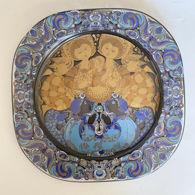 Glass Christmas Plate of Appearance of the Angels to the Shepherds in the Field by Björn Wiinblad for Rosenthal Studio Line, 1980 For Sale - Image 6 of 7