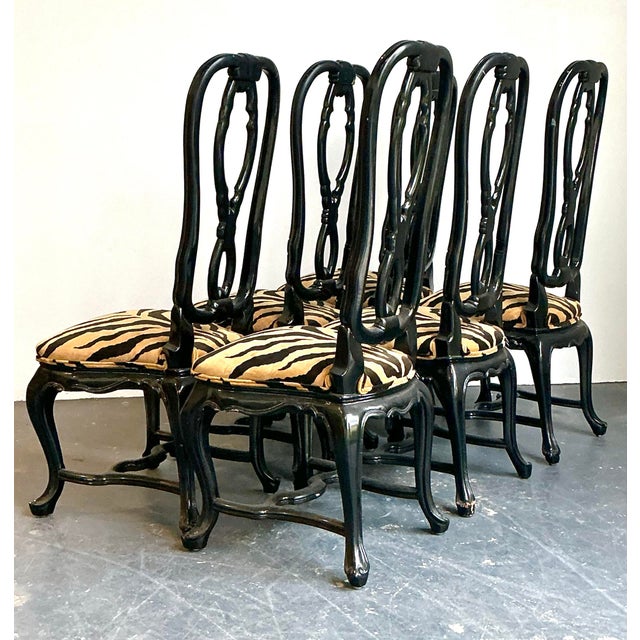 Vintage Italian Lacquered Tiger Dining Chairs - Set of 6 For Sale - Image 12 of 12