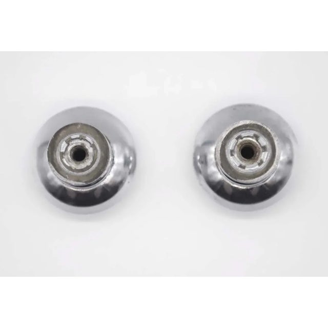 Pair of Vintage Chrome Plated Brass Concentric Drawer Knobs For Sale - Image 4 of 4
