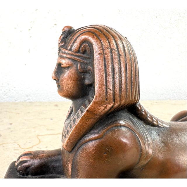 1930s Early 20th Century Copper Sphinx Sculptures / Pair For Sale - Image 5 of 12