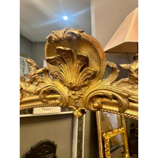 Large Antique French Gold Gilt Over Mantle Mirror, 1840 For Sale - Image 10 of 15