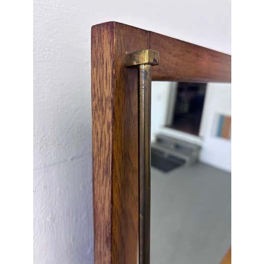 Drexel Wall Mirror with Brass Trim and Walnut, Mid-Century 1955 For Sale - Image 9 of 9