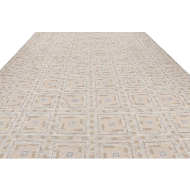 2010s Rug & Kilim’s Scandinavian Rug With White and Beige-Brown Geometric Patterns For Sale - Image 5 of 8