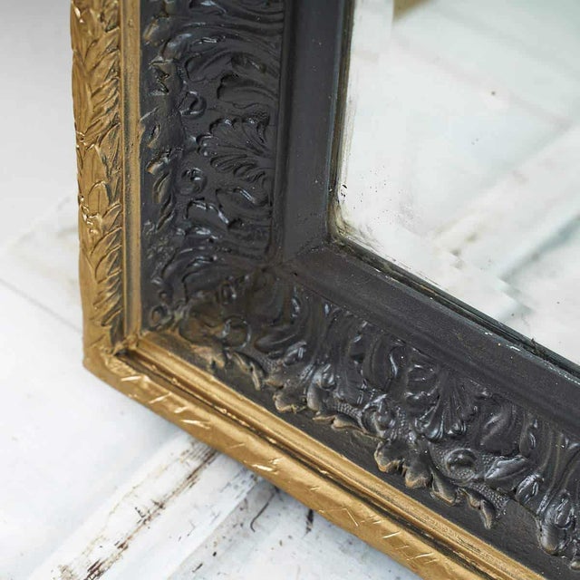 Mirror with Black and Gold Frame For Sale - Image 5 of 8