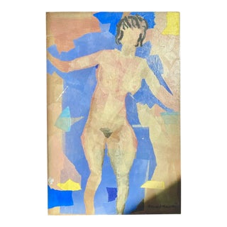1969 "Nude" Abstract Figurative Mixed-Media Collage by Leonard Maurer For Sale