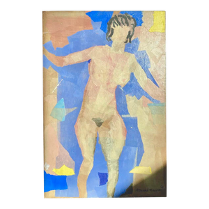 1969 "Nude" Abstract Figurative Mixed-Media Collage by Leonard Maurer