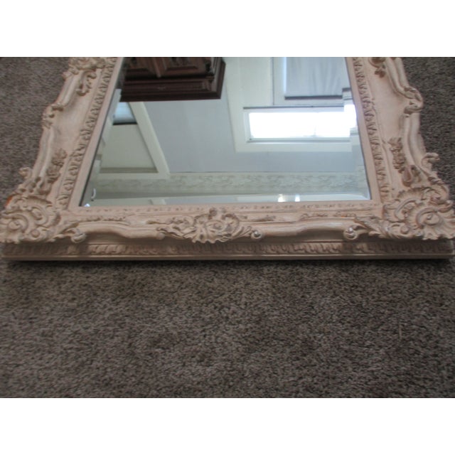 Baroque Large Vintage Very Ornate Baroque Style Beige Beveled Edge Mantel Mirror 45.5 X 33.5 X 3 For Sale - Image 3 of 13