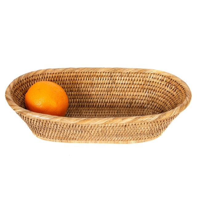 Artifacts Rattan Oval Bread Basket, Honey Brown, 14" For Sale - Image 4 of 4