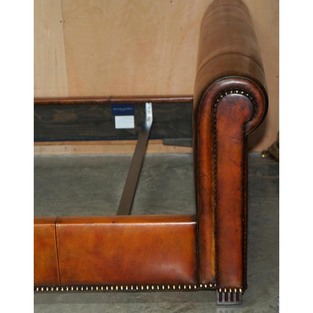 European King Bed Frame in Hand-Dyed Brown Leather from Ralph Lauren For Sale - Image 13 of 18