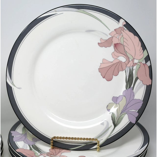 Vintage "Cafe Du Soir" Iris Flowers Dinnerware by Noritake Set of 8