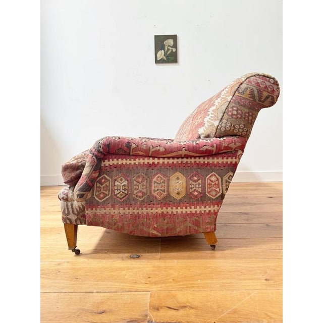Antique Kilim Covered Two-Seater Sofa For Sale - Image 8 of 9