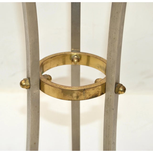 Silver Maison Jansen French Neoclassical Steel & Bronze Hoof Feet Pedestal Drink Table For Sale - Image 8 of 13