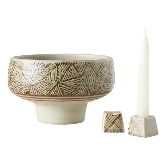 Eva Staehr Nielsen Bowl & Candlesticks - 3 Pieces For Sale