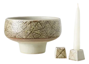 Eva Staehr Nielsen Bowl & Candlesticks - 3 Pieces