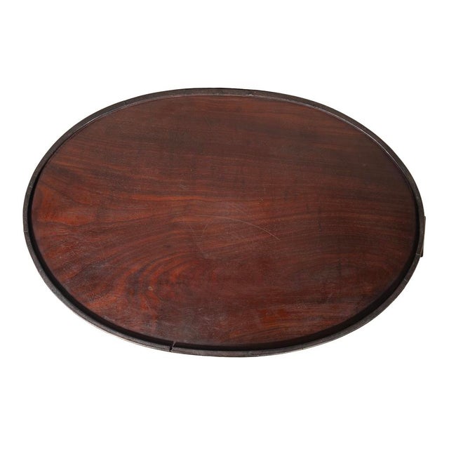 Wood Large Regency Mahogany and Brass Banded Oyster Tray For Sale - Image 7 of 7
