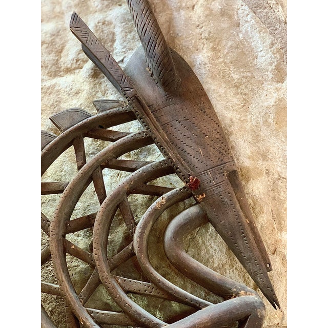 African ‘Ci Wara’ Male Antelope Wood Carved Ceremonial, Tribal Art Headdress of the Bamana Peoples of Mali For Sale - Image 4 of 12