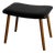 Danish Modern Teak Ottoman Footstool Black Vinyl Mid Century Scandinavian Stool For Sale