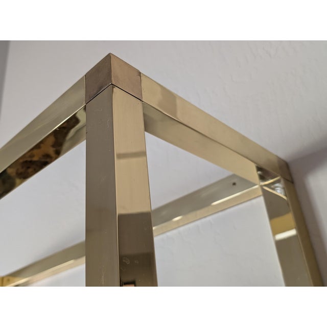 Mid-Century Modern Vintage Etagere Glass and Brass Hollywood Regency For Sale - Image 3 of 5