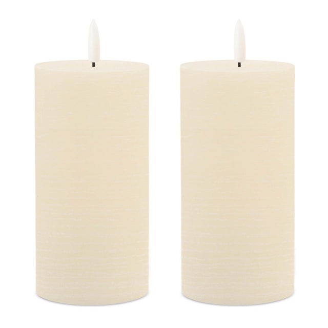 2020s FIA Wick Ivory Pillar Candle (Set of 2) For Sale - Image 5 of 5