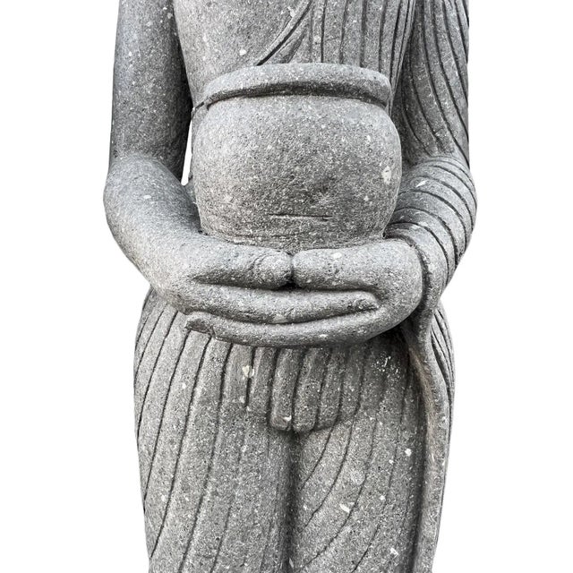 Vintage Standing Stone Garden Buddha W/Pot For Sale In Los Angeles - Image 6 of 7