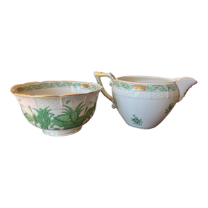 Traditional Herend Sugar and Creamer in Excellent Condition Sugar Is Indian Basket Creamer Is Chinese Bouquet