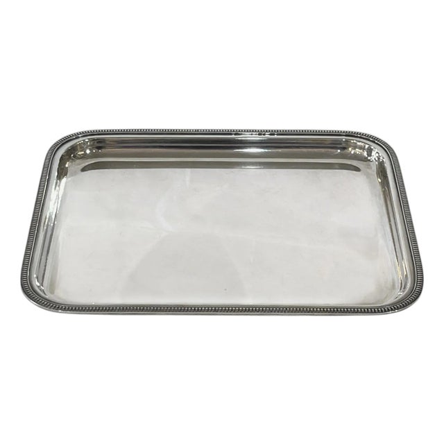 Antique French Art Deco Heavy Silver Plate Tray in the Style of Christofle For Sale