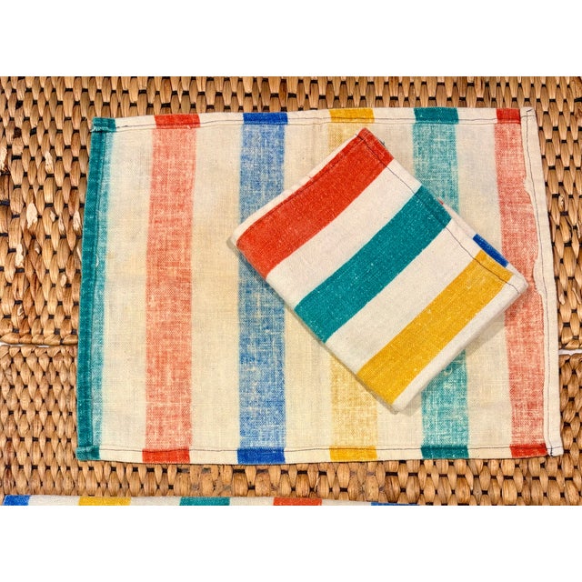 Mid 20th Century Mid-Century Modern French Striped Tea Towel Napkins - Set of 6 For Sale - Image 4 of 10