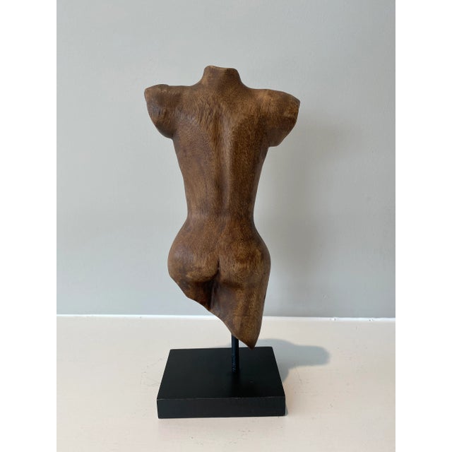 Mid 20th Century Mid 20th Century Vintage Male Torso Wood Carving For Sale - Image 5 of 8