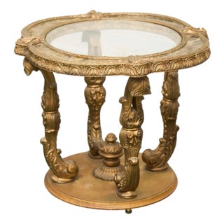 Mid 20th Century Capiz Abalone Shell Gilt Metal Italian Florentine Style End Table For Sale