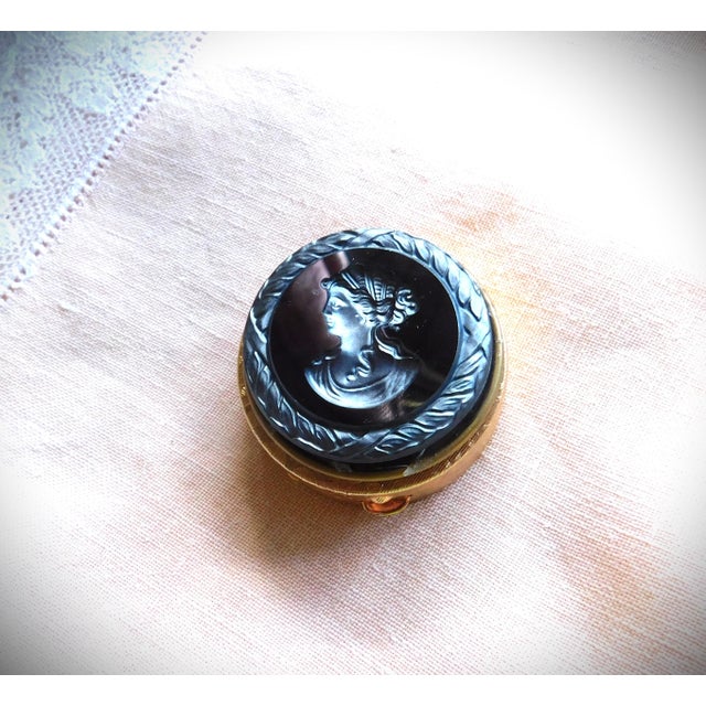 Metal Vintage Pewter & Gold Cameo Woman Profile Trinket, Ring Box For Sale - Image 7 of 11