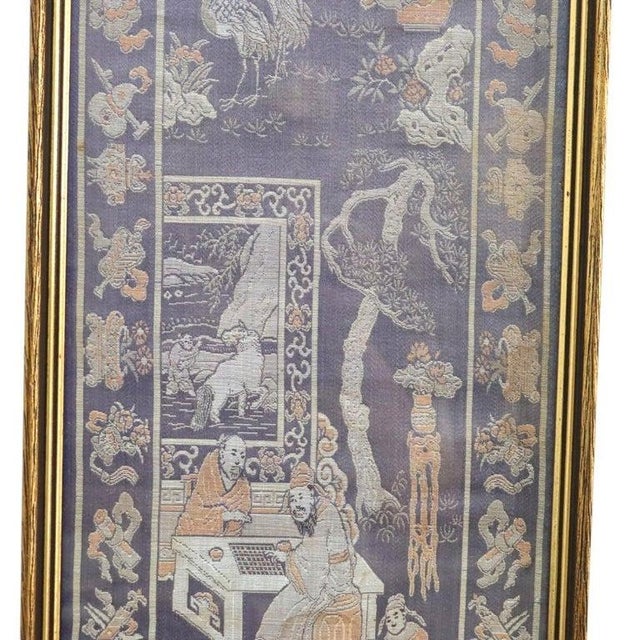 Chinese Chinese Intricately Hand Embroidered Genre Scene Framed Silk Panel 20thC For Sale - Image 3 of 10