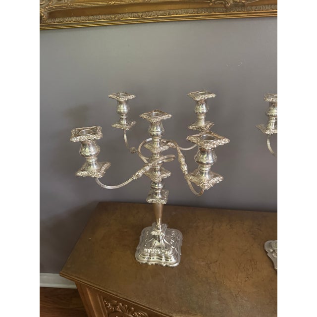 Mid 20th Century , 4 -Arm Candelabra Silverplate Sheffield Made in England For Sale - Image 4 of 18