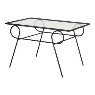 1940s French Iron and Glass Side Table For Sale