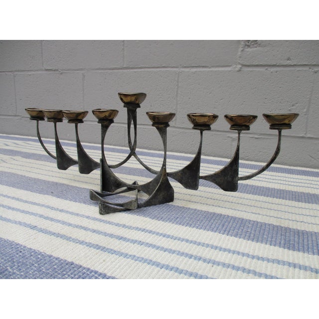 Modernist Menorah Oil Lamp Candle Holder Made in Israel Bought in