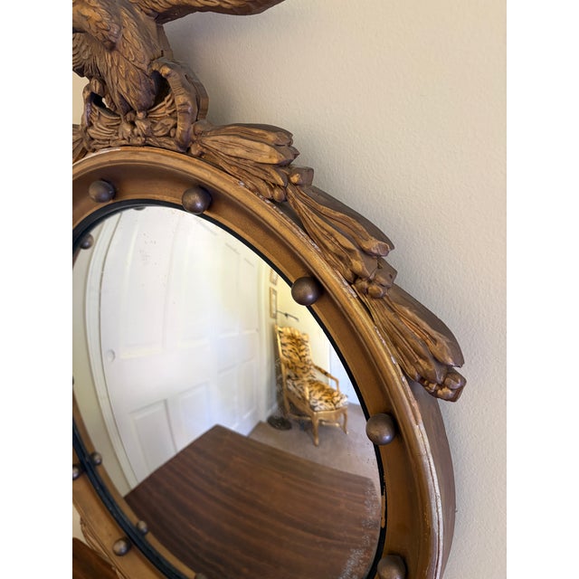 American Federal Giltwood Eagle Bullseye Convex Mirror For Sale - Image 4 of 12
