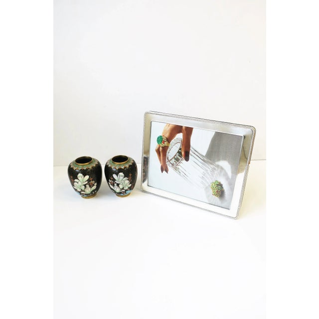 Black Gold and Pastel Colors Cloisonné́ Enamel and Brass Flower Vases - a Pair For Sale - Image 9 of 13