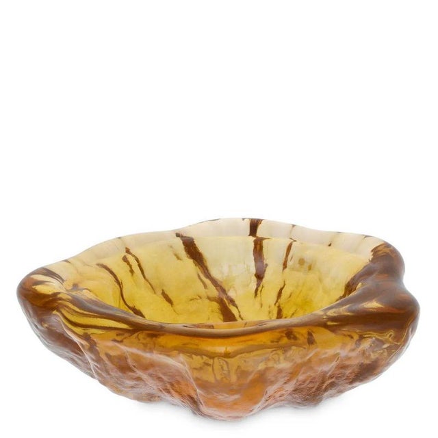 Contemporary Brown Hand-Blown Glass Decorative Bowls from Konsthantverk Tyringe 1 , Set of 2 For Sale - Image 3 of 9