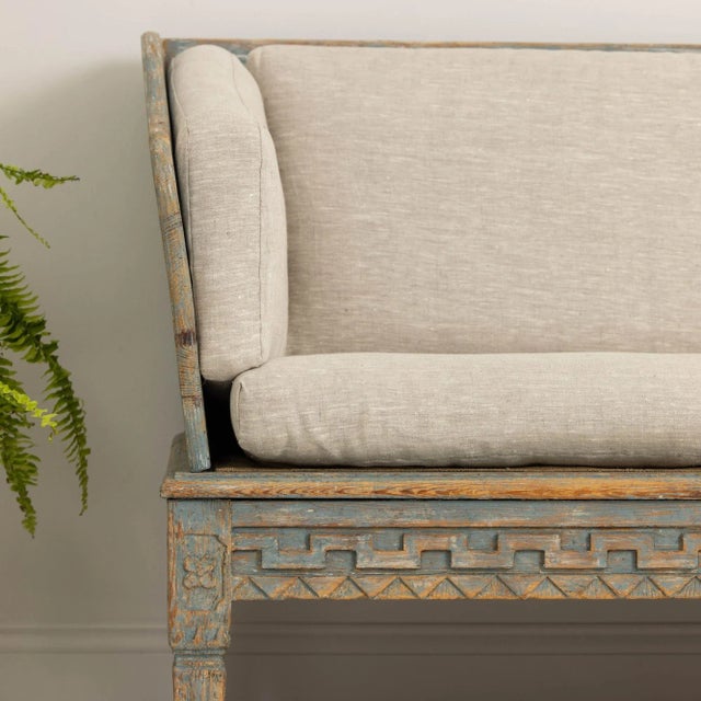 18th Century Swedish Gustavian Period Blue Painted Sofa 'Trägsoffa' For Sale - Image 4 of 12
