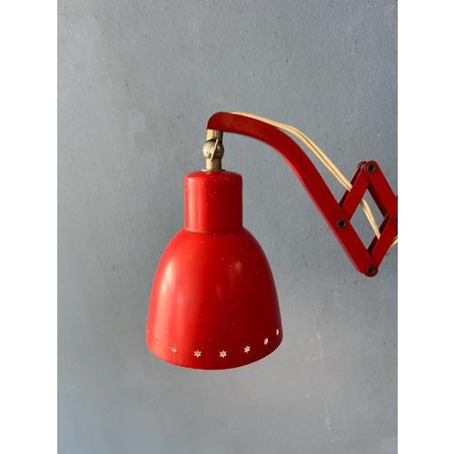 Red Mid-Century Modern Red Hala Scissor Wall Lamp For Sale - Image 8 of 13