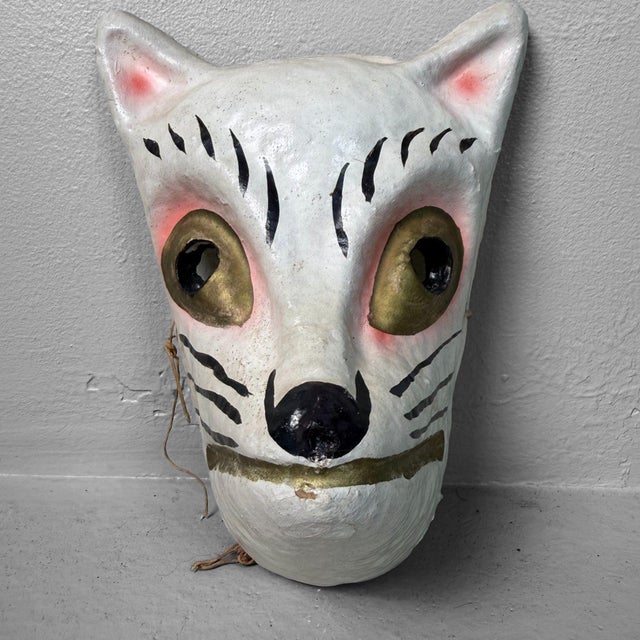 1960s Vintage Japanese Kitsune Papier-Mâché Mask, 1960s For Sale - Image 5 of 9