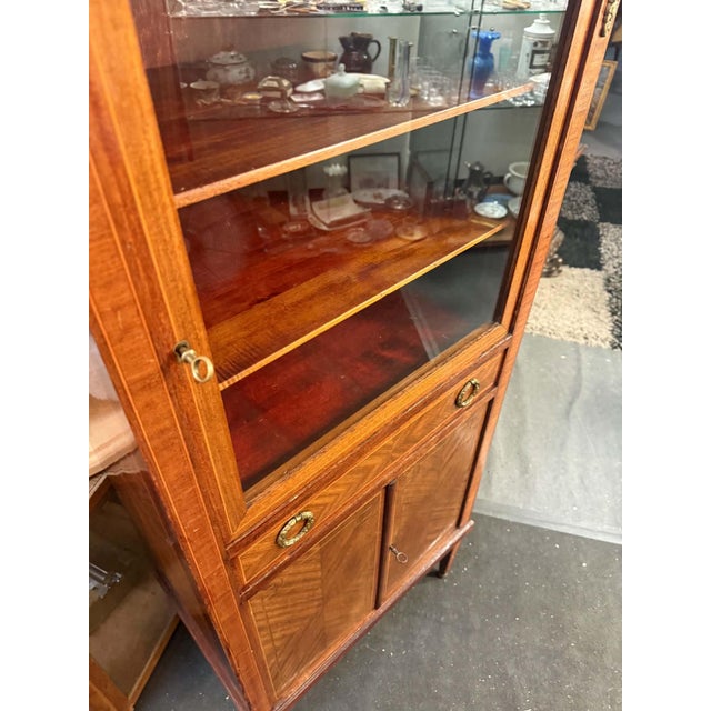 Brown Louis XVI Marquetry Display Cabinet For Sale - Image 8 of 14