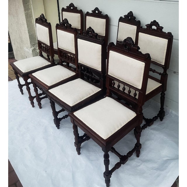 Brown Neo-Renaissance Oak Chairs, 1900s, Set of 8 For Sale - Image 8 of 18