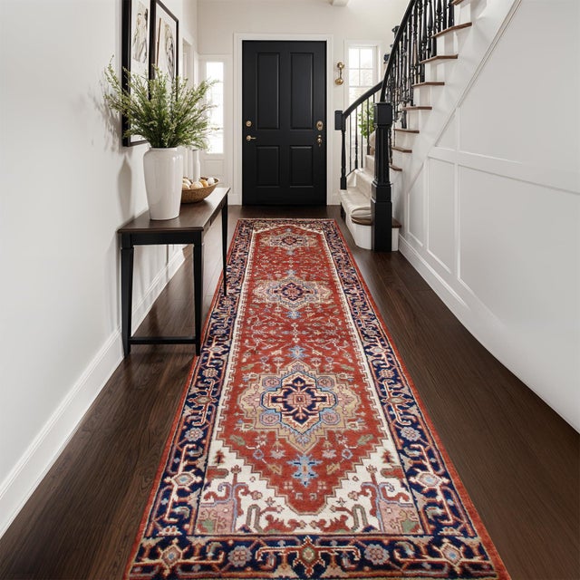 Traditional Pasargad Home Serapi Rust Wool Area Rug- 2' 6'' X 8' 0'' For Sale - Image 3 of 3
