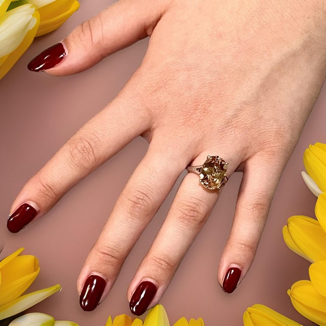 Natural Citrine Ring 6.5 14k W Gold 6.48 Cts Certified For Sale - Image 11 of 15