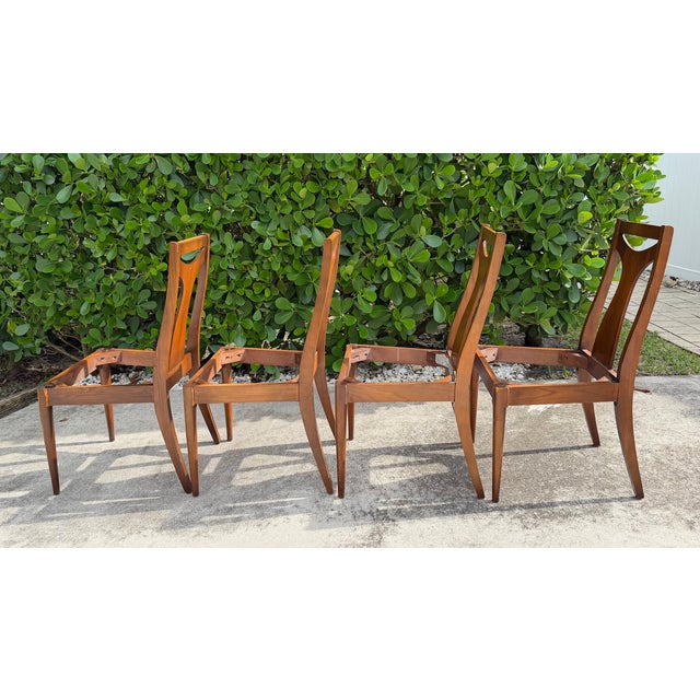 Vintage Mid-Century Walnut Dining Chairs for Restoration, Set of 4 For Sale - Image 13 of 15