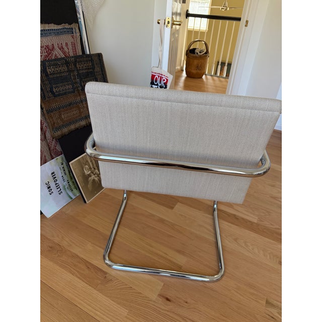 1970s Mies Van Der Rohe for Knoll Mr Armchair in Textured Woven Fabric For Sale In Baltimore - Image 6 of 10